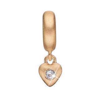 Christina Forgyldt sølv Moving Love Dinglende hjerte med hvid topaz, model 623-G15 køb det billigst hos Guldsmykket.dk her